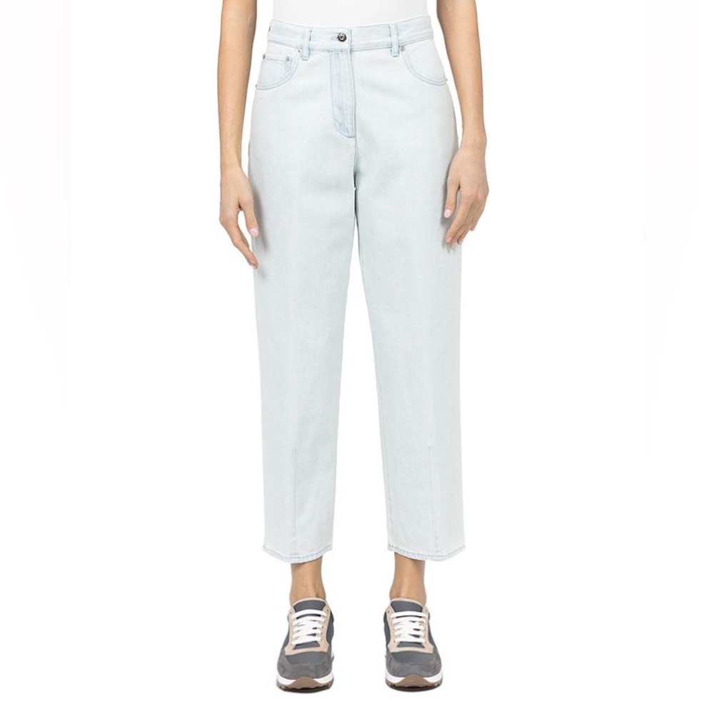 NWT Peserico Relaxed Straight Leg Ankle Jeans in Light Blue